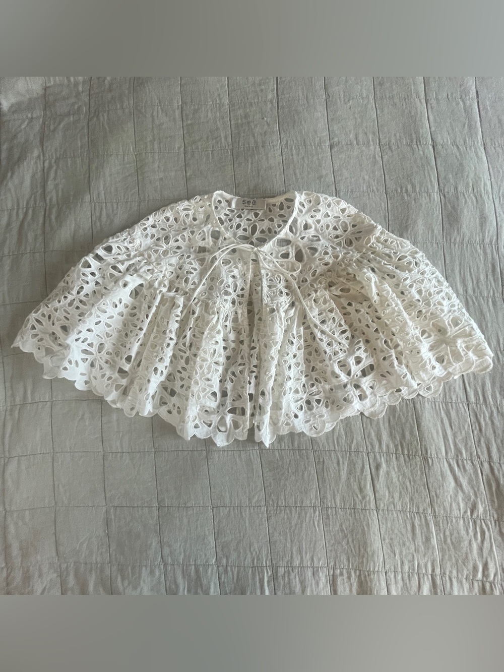 Sea NY Oli Eyelet Cape in Cream CAPE ONLY